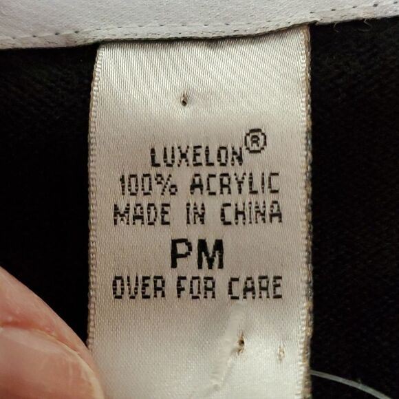 Hampshire Studio black sweater. 3/4 sleeves, bling at sleeves. Size PM. NWT. - Picture 8 of 9